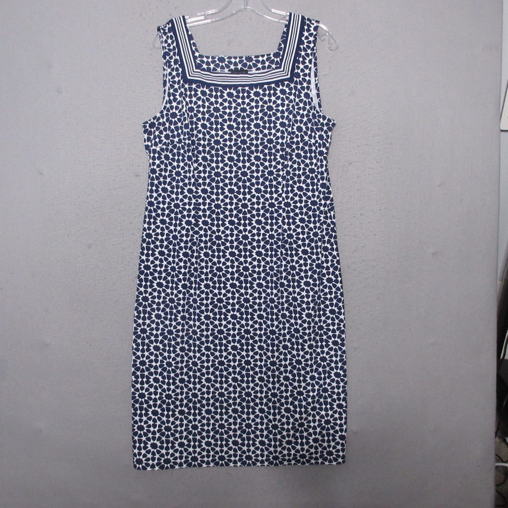 Talbots Dress Blue White Effortlesss Jersey Shift Nautical Beach Vacation Resort